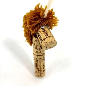 Christmas Wine Cork Horse Ornament Handmade Vintage Wino Gift